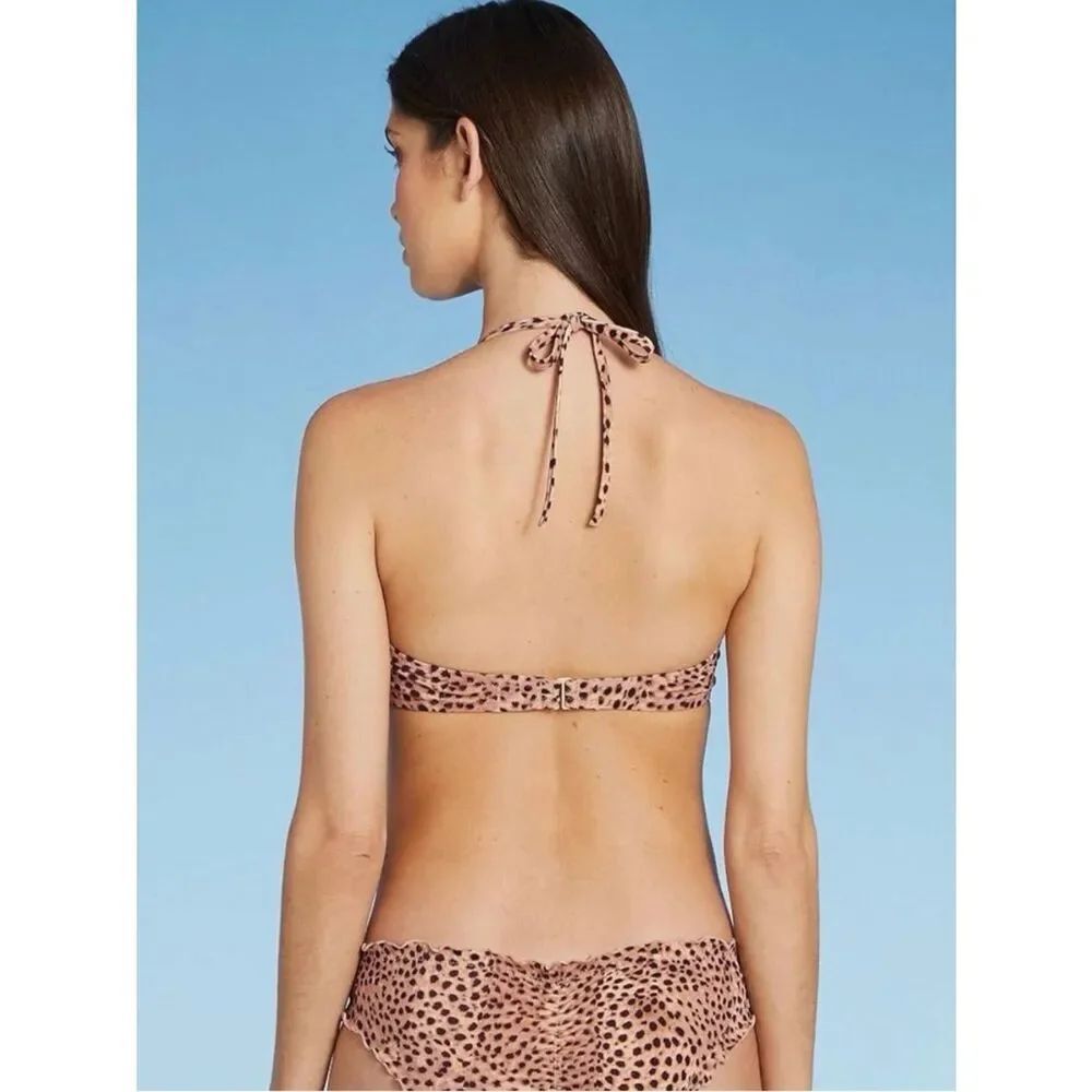 Shade & Shore Leopard Print Ruffle 2pc Bikini Set(Top 34b,Bottom Large) - Picture 2 of 9